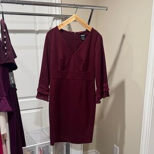 Gibson Deep Burgundy Long Sleeve Dress